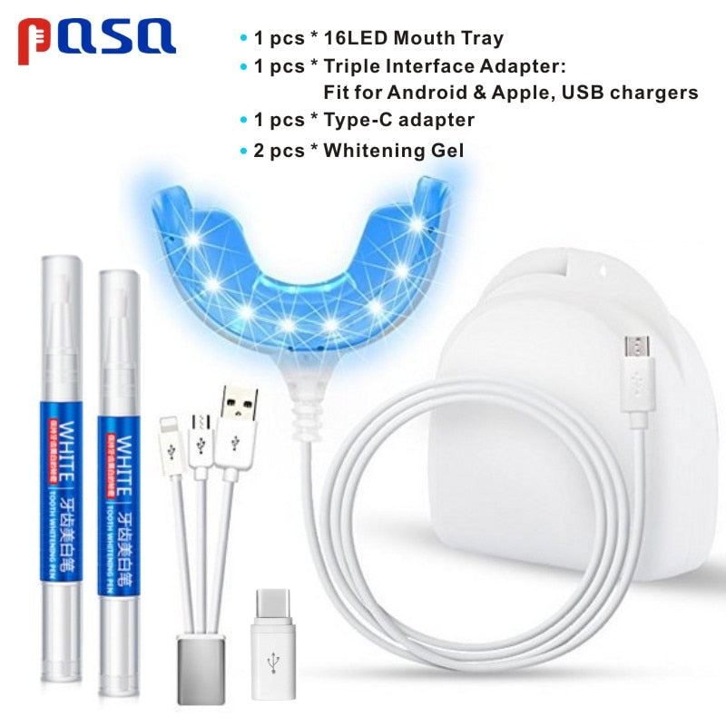 Efficient Cold Blue Light LED Tooth Whitening Kit Dental Instrument Iine Phone Interfaces 4 Ports Included 1 pcs Teeth Gel