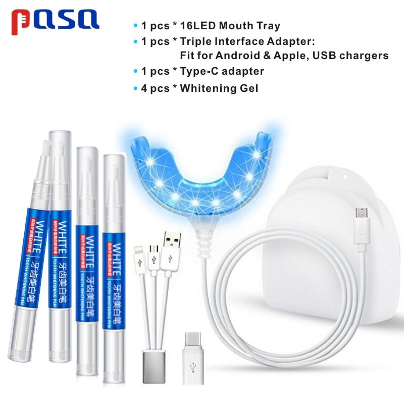 Efficient Cold Blue Light LED Tooth Whitening Kit Dental Instrument Iine Phone Interfaces 4 Ports Included 1 pcs Teeth Gel