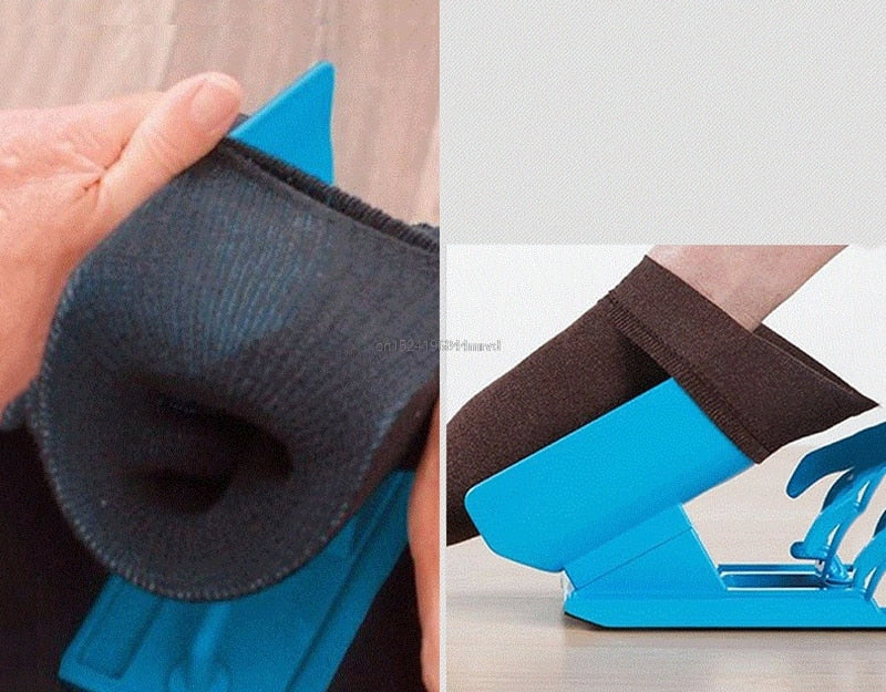 1pc Sock Slider Aid Blue Helper Kit Helps Put Socks On Off No Bending Shoe Horn Suitable For Socks