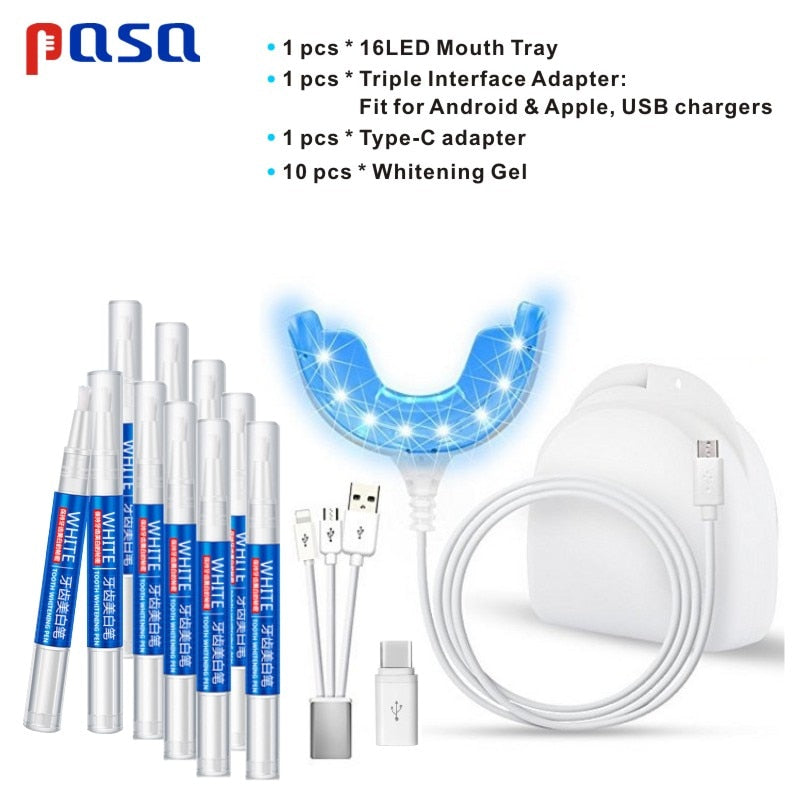 Efficient Cold Blue Light LED Tooth Whitening Kit Dental Instrument Iine Phone Interfaces 4 Ports Included 1 pcs Teeth Gel